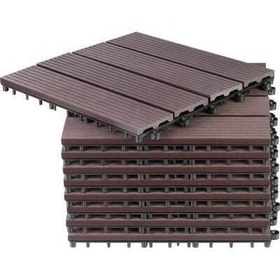 Sada terasových dosiek s WPC efektom dreva, palubovka, PP, 31x31x2, plast, farba hnedá a sivá, bal.