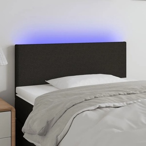 vidaXL LED горна табла за легло, черна, 100x5x78/88 см, плат (3121324)