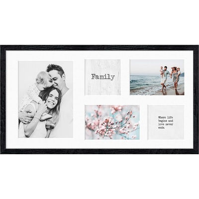 STYLER Рамка за 5 снимки Kyoto с бяло паспарту 27 x 51 см черна (RA-15141)