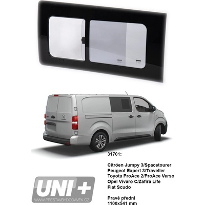 Boční posuvné okno Carbest tónované – Citroen Jumpy / Peugeot Expert / Toyota Proace | pravé | Zboží Auto