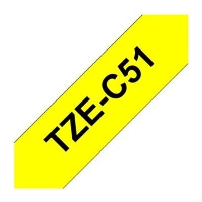 Páska do štítkovače Brother TZE-C51, 5mm, žlutý tisk/černý podklad, laminovaná, originál