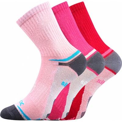 Voxx ponožky detské športové Optifanik 03 3 páry ružové, tmavo ružové, červené