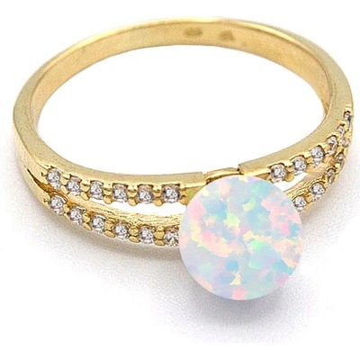 B&B Goldinvestic Zlatý prsten s opálem a zirkony N3316