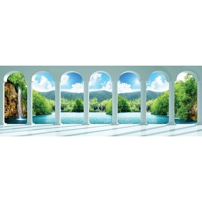 Preinterier FT4071 Fototapeta na stenu Krajina s vodopádom - výhľad vlies 620cm x 219cm