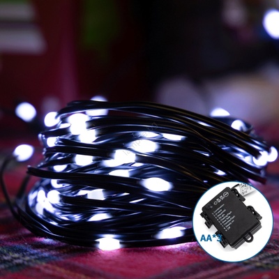 Aigostar LED външен коледен гирлянд 100 LED, 8 функции, 10, 3 м, IP44, студена бя (AI1336)