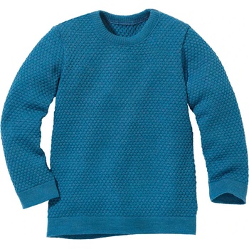 disana Детски вълнен пуловер disana Kid's Wabenstrick-Pullover Wool jumper - Taubenblau - размер 134/140 (EU) (704-2813-1015)