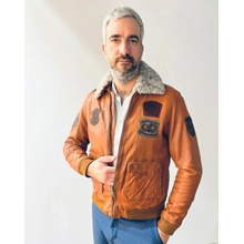 Max Original Leather pánska kožená bunda PILOT KAPO Dark cognac