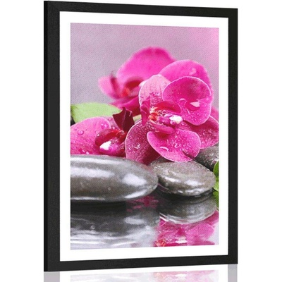 Plakát s paspartou orchidej s nádechem relaxu - 30x45 silver