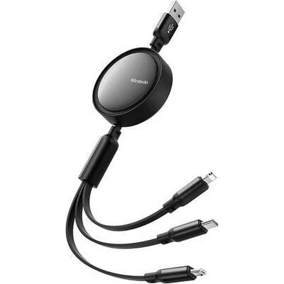 Mcdodo CA-7256 3in1 USB to USB-C / Lightning / Micro USB, 3.5A, 1,2m, černý