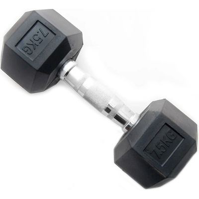 Merco Hex Rubber Dumbbell činka 1 pár hmotnost 7,5 kg