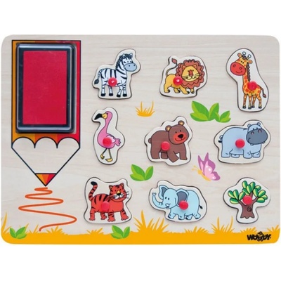 Woodyland Дървен пъзел с печати Woody - Африкански животни (91185)