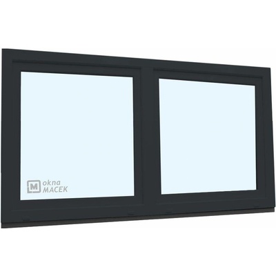 KÖMMERLING Plastové okno - 70 AD, 2100x900 mm, O/OS sloupek, antracit čiré, antracit/antracit