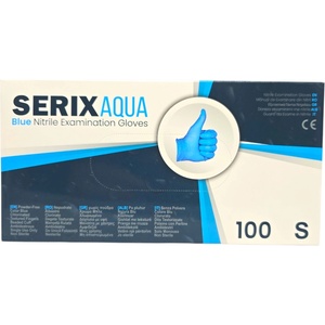 SERIX AQUA Медицински нитрилни ръкавици Blue Nitrile Gloves, S, 100 бр
