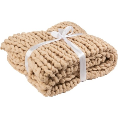J-Line by Jolipa Pletený přírodní pléd Tricot crema 152x127