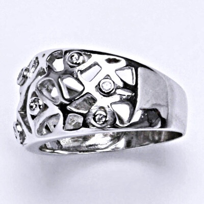 Čištín Stříbrný s čirými zirkony prstýnek T 1427