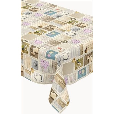 Obrus PVC 111A patchwork so srdiečkami metráž, 20 m x 140 cm, IMPOL TRADE