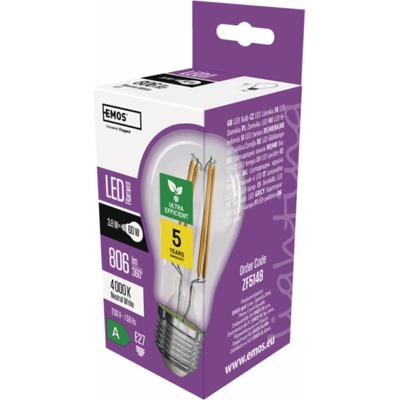 Emos LED žárovka A60/E27/3,8W/60W/806lm/neutrální bílá LED žárovka A60/E27/3,8W/60W/806lm/neutrální bílá