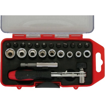 BOLTER Тресчотка bolter 1/4" с вложки и накрайници - комплект 23 части (xg53283)