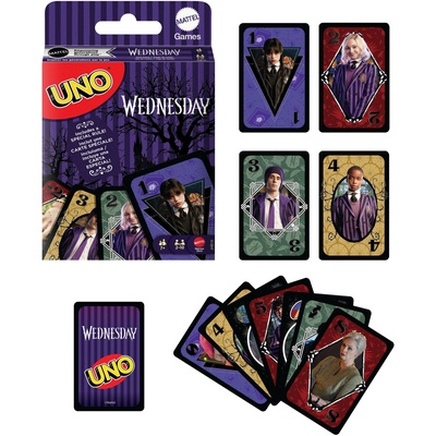Mattel Картова игра Mattel UNO Wednesday за деца над 7 години (0194735326853)