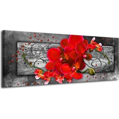 Červená orchidej plátno 1 100x40