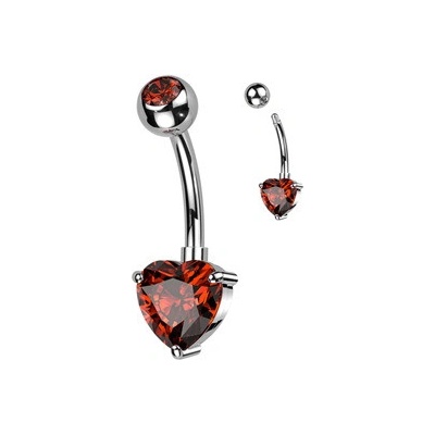 Šperky4U piercing do pupíku se srdíčkem červená TB004-R