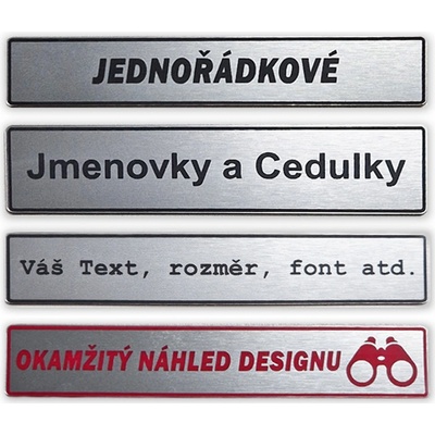 Jmenovky - cedulky na dveře - jeden řádek - černý text