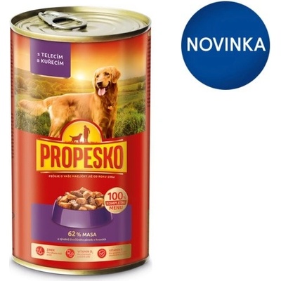 Propesko Adult kúsky s teľacinou a kuracinou v omáčke 1240 g