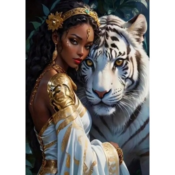 Norimpex - Puzzle Diamant painting: Woman with a tiger 30x40cm - 1 - 39 piese
