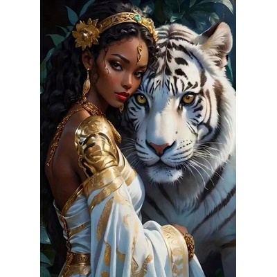 Norimpex - Puzzle Diamant painting: Woman with a tiger 30x40cm - 1 - 39 piese