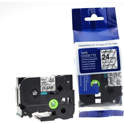 Compatible Съвместима лента с Brother TZ-151 / TZe-151, 24mm x 8m, черен печат / прозрачен субстрат (TZe151)