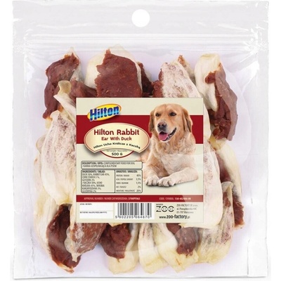 Hilton Králičie ucho s kačicou maškrta pre psa 500 g