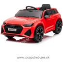 Beneo Elektrické autíčko Audi RS6 12V koženkové sedadlo 2,4 GHz diaľkové ovládanie USB Vstup LED svetlá 12V batéria mäkké EVA kolesá 2 X MOTOR červené ORIGINÁL licencia