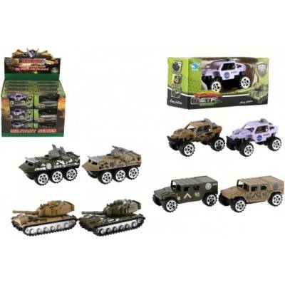 Teddies Auto vojenské kov 7cm mix druhov 48ks v boxe