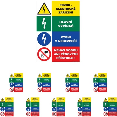Walteco Pozor, elektrické zařízení 100x150mm, čtyřkombinace, samolepka Množství: 10 ks , 20095BP2