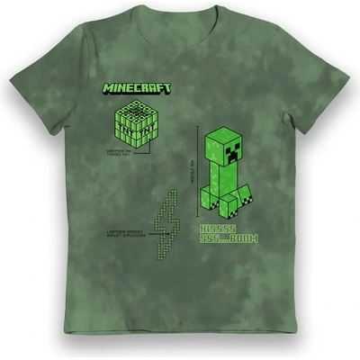 Bioworld Entertainment Minecraft Creeper Hissss Boom Tie Dye Kids T-Shirt Zelená
