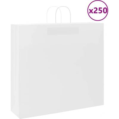 vidaXL Хартиени торбички 250 бр с дръжки бели 54x15x49 см (4101626)