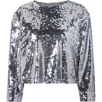 esmara® Dámske tričko s flitrami strieborná