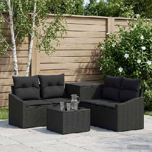 vidaXL Комплект дивани 6 бр. Черно 55 x 55 x 37 см Полиротан и стомана (3447280)