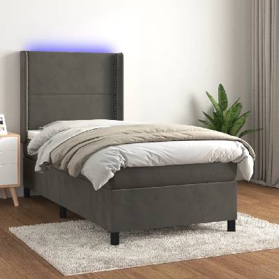 Petrashop 3139470 boxspring postel s matrací a LED tmavě šedá samet