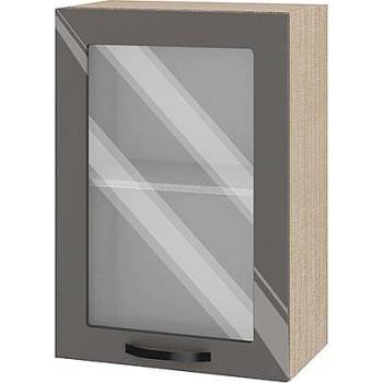 Image 1 of ИРИМ Горен кухненски шкаф витрина Сити МФ-Антрацит гланц-05-218 50 см