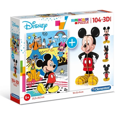 Clementoni Пъзел 104 части + 3D Мики Маус Mickey Mouse Клементони Clementoni 20157