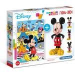 Clementoni Пъзел 104 части + 3D Мики Маус Mickey Mouse Клементони Clementoni 20157