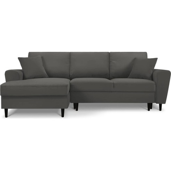 Micadoni Тъмносив ъглов разтегателен диван от велур , ляв ъгъл Moghan - Micadoni Home (MIC_LCF_72_F1_MOGHAN7)