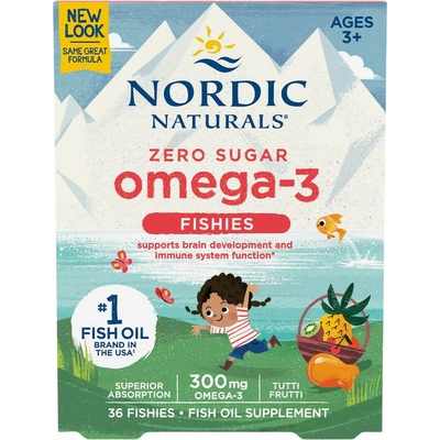 Nordic Naturals Zero Sugar Omega-3 Fishies Tutti Frutti, 300 mg, 36 rybičiek
