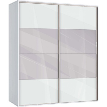 Bogdan Furniture G Двукрилен гардероб с плъзгащи врати Мебели Богдан Модел bm-ava 51, бял гланц с бяло