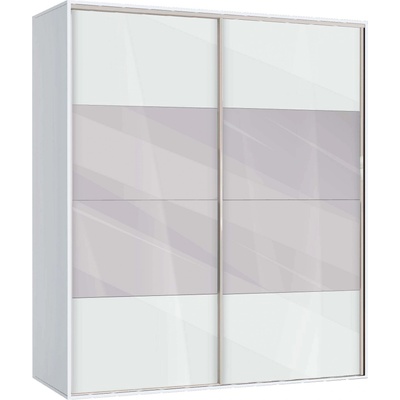Bogdan Furniture G Двукрилен гардероб с плъзгащи врати Мебели Богдан Модел bm-ava 51, бял гланц с бяло
