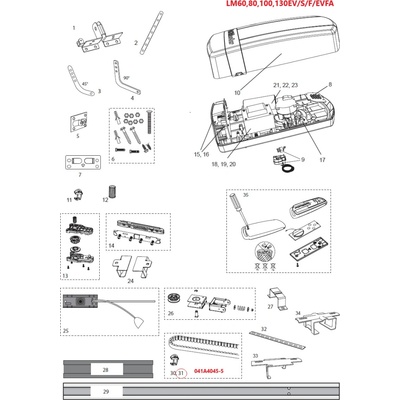 041A4045-5 remeň s bežcom pre koľajnicu CR5, L = 13010 mm