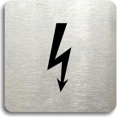 Accept Piktogram „elektrické zariadenie" (80 × 80 mm) (strieborná tabuľka – čierna tlač bez rámčeka)