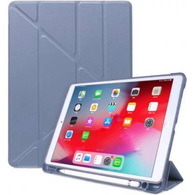 Калъф с оригами стойка и място за Apple Pencil за iPad 10, 2" (2019-2021) / Air 3 (2019) / Pro 10, 5" - синьо-сив (69841)