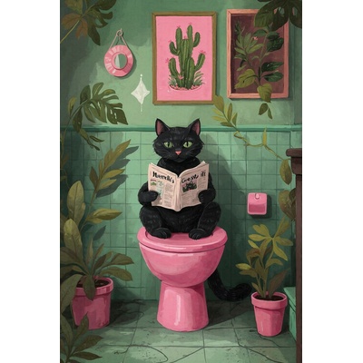 Plagát, Obraz - Toilet Time Cat, The Art Concept, 26.7 × 40 cm